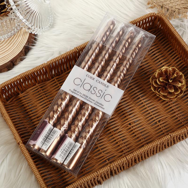 European Style Long Pole Colorful Threaded Candle Holder Candle Home Romantic Candlelight Dinner Decoration Wedding Birthday Candle