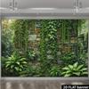 2D Vintage Garden Banner with Hanging Vines and Ferns Photo Booth Background Cloth