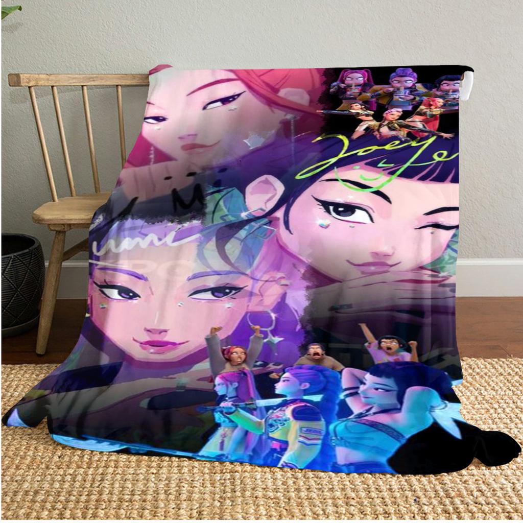 KPop Demon Hunters Plush Blanket Soft Comfortable All Seasons Perfect Sofa Office Naps Outdoor Travel Makes Great Gift