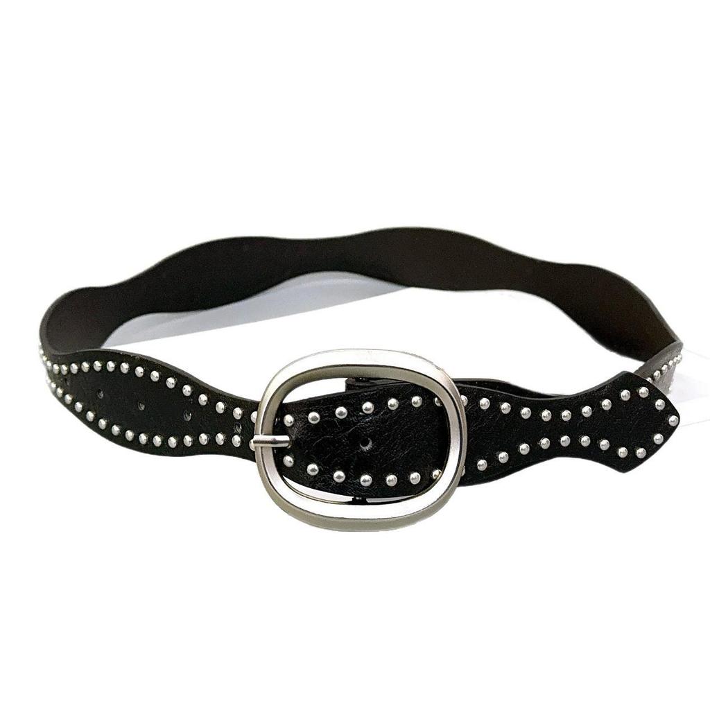 Modischer Retro-Ledergürtel mit Nieten für Damen - Modisches Taillenaccessoire im Streetstyle