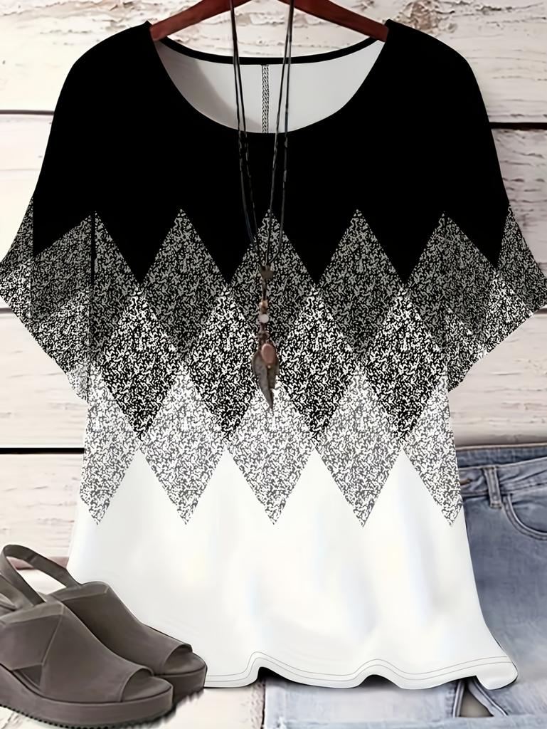 Summer Fashion Women's 3D Printed T-Shirt Short Sleeve O-Neck Denim-Like Graphics Print Tops Casual Streetwear Women's Clothing