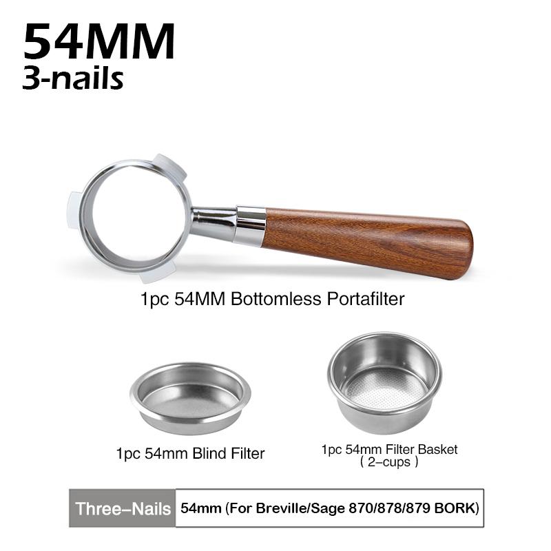 54MM Coffee Bottomless Portafilter Replacement Filter Basket For Sage Breville 870 878 880 Espresso Accessories Barista Tool