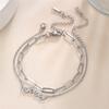 Bohemian Continuous Paw Print Pendant Double Layer Bead Ankle Chain Foot Jewelry for Women