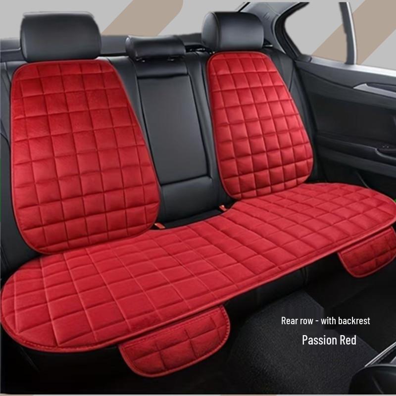 Universal Non-Slip Crystal Velvet Car Seat Cushion with Backrest for All Seasons