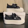 2024 New Women's Black Platform Canvas Sneakers Lace-up Comfortable Shoes Fashion Outdoor Multi-functional woman designer shoes