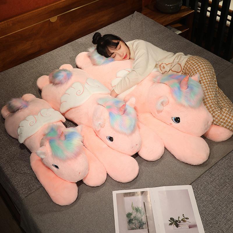 Păpușă unicorn curcubeu drăguț mânz păpușă băiat și fată dormind pernă păpușă de cârpă jucărie de pluș
