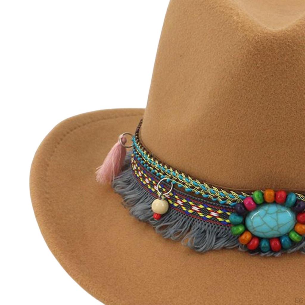 Casual Women Men Fedora Hat Western Cowboy Accessory Jazz Costumes Cowgirl Wide Brim