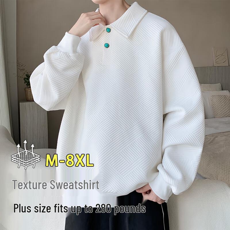 

Men s Loose-Fit Polo Collar Sweatshirt 5XL