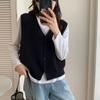 New Japanese and Korean Casual Vertical Stripe Simple Solid Color Knit Tank Top for Women, Layered Sleeveless Commuter Top