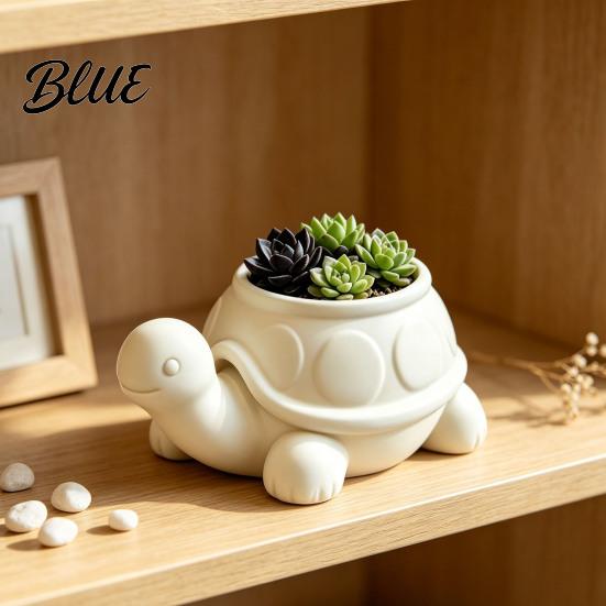 Decorative Housewarming Gift 3D Printed Turtle Succulents Pot Cute Animal Planter for Indoor Plants Desktop Decor Flowerpot Mini Green Minimalist