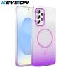 KEYSION ფუფუნების გრადიენტული ბრჭყვიალა მაგნიტური ტელეფონის ქეისი Samsung Galaxy A53 5G A33 A23 A13 A52 S A32 4G-სთვის, მყარი PC დარტყმაგამძლე ქეისი