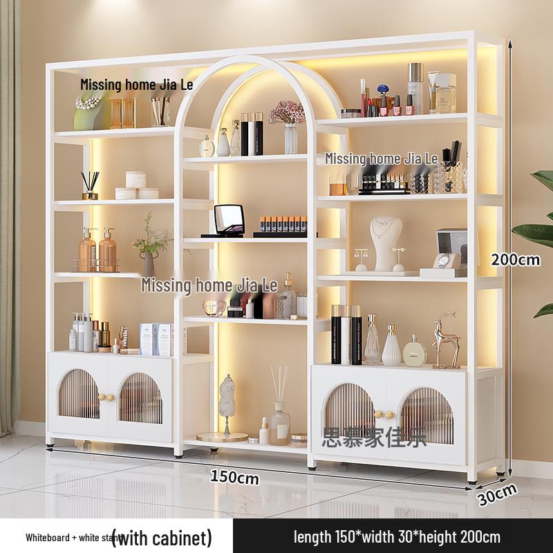 Illuminated Multi-Layer Cosmetic Display Shelf for Salons and Barbershops