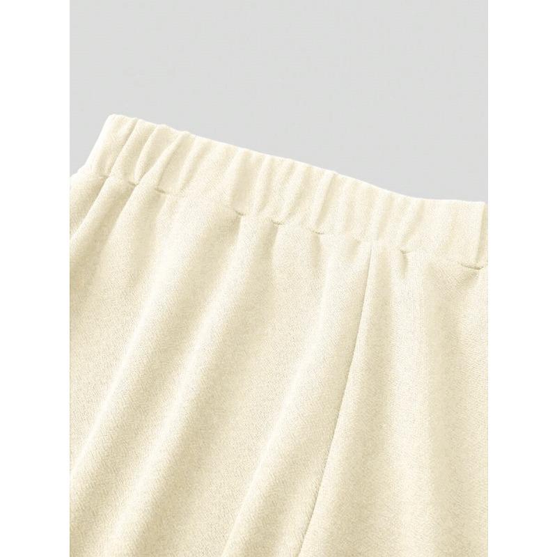 Solid Color Vintage Casual Loose High Waist Wide Leg Long Trousers For Women