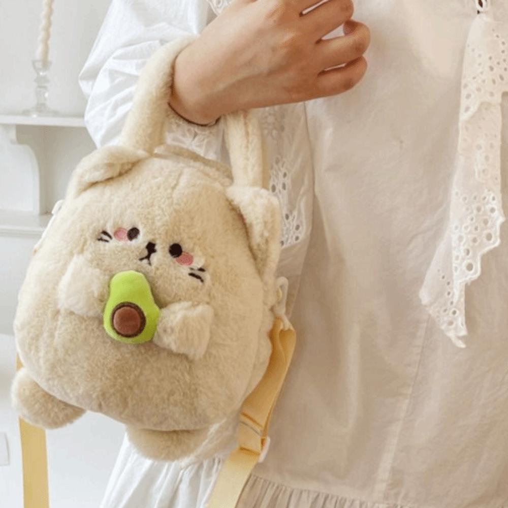 Skolesekk Tegneserie Crossbody-veske Myntpung Plysjdukkeveske Gave Kanin Plysj Håndveske Barn