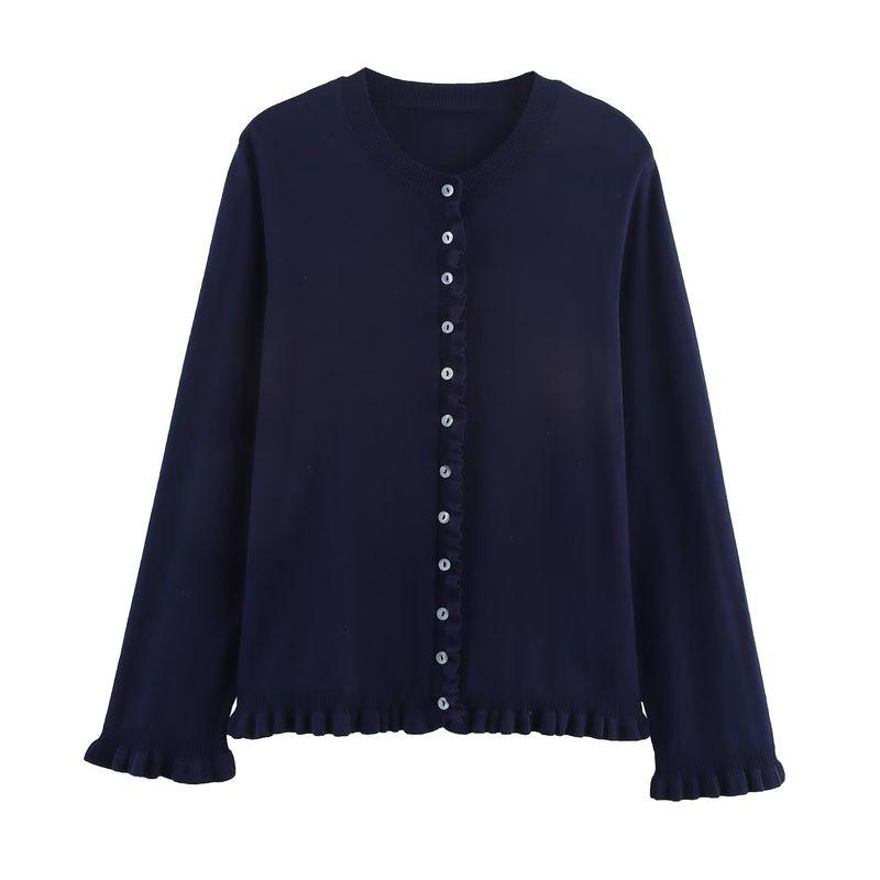 ZA New arrival women's clothing ZR Fashion wind Export Fashion laminated decorative round neck Long sleeves Knitting Outwear 3433100