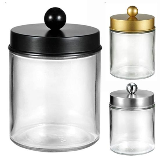 4 Teile/satz Klarglas Lagerung Jar Badezimmer Kommode Lagerung Container Eitelkeit Make-Up Arbeitsplatte Organizer
