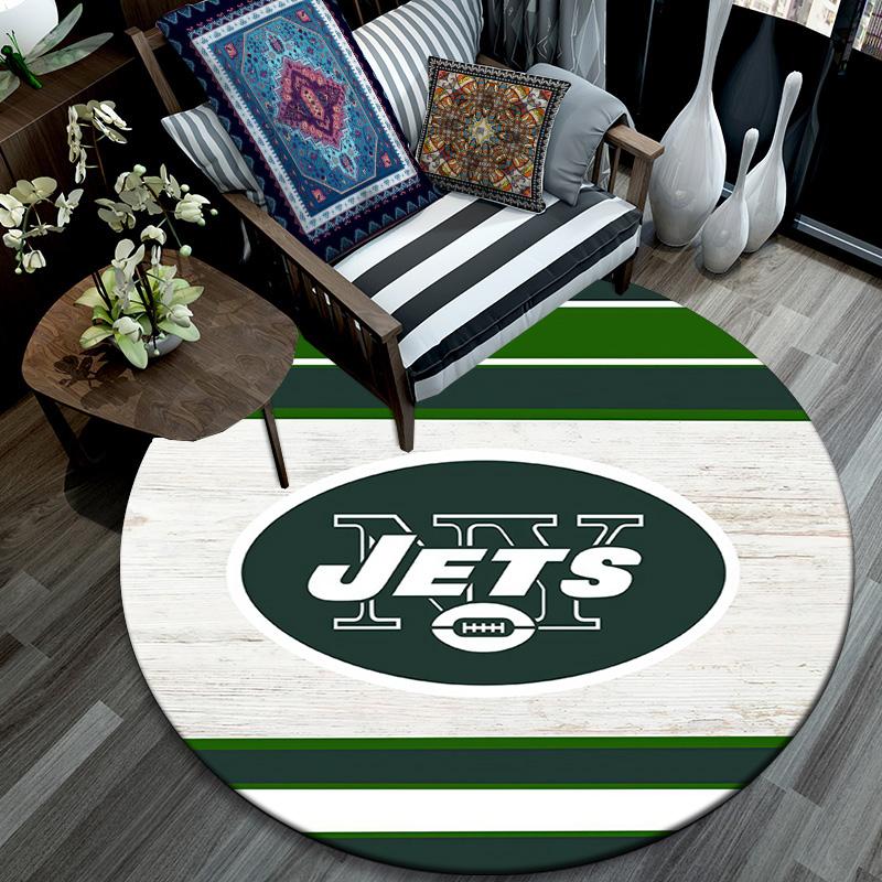 New York Jets2 Round Area Rug,Carpet Rug for Living Room Bedroom Sofa Playroom Decor,Non-slip Floor Mat