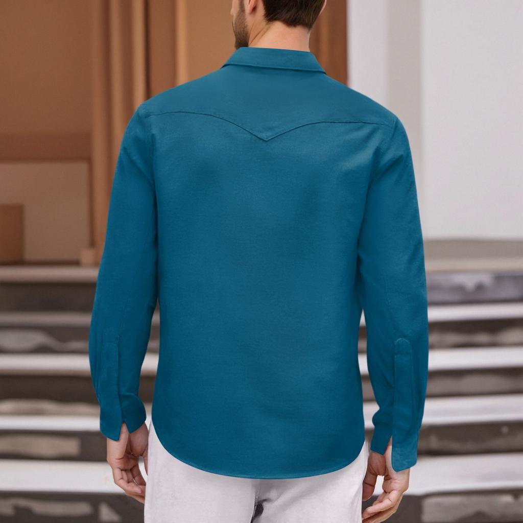 Pánské módní s klopou a krátkým rukávem ležérní top délky po ramena