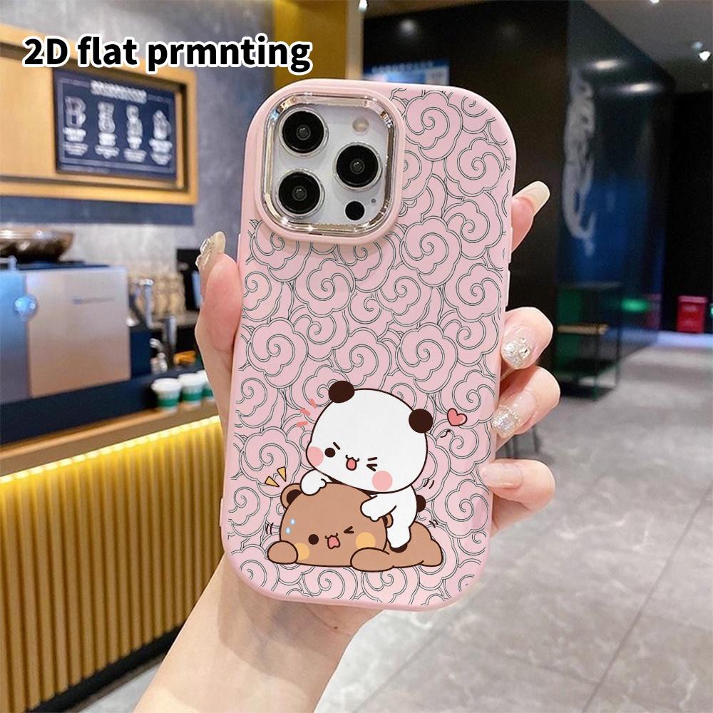 Phone Case: 2D Flat Design Suitable for iPhone 18 17 16 15 14 13 Pro Protective Case, Couple Style, Panda Pressing a Brown Bear, Christmas and Hallowe