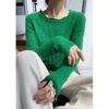 Round Neck Pullover Long Sleeve Sweater Knitted Autumn Winter Women's Clothing Solid Color Screw Thread Office Lady Tops