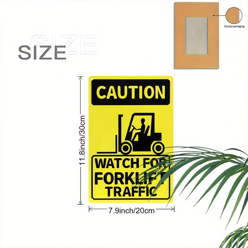 D Flat Caution Forklift Traffic Metal Sign x  Vintage Safety Warning Tin Sign Retro Warehouse Factory Loading 20x30cm（7.8x11.8inch）