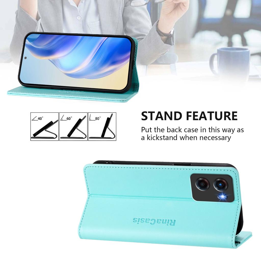 For Motorola Moto G05 4G Leather Case RINACASIS RC01 Phone Cover with RFID Blocking Wallet Stand