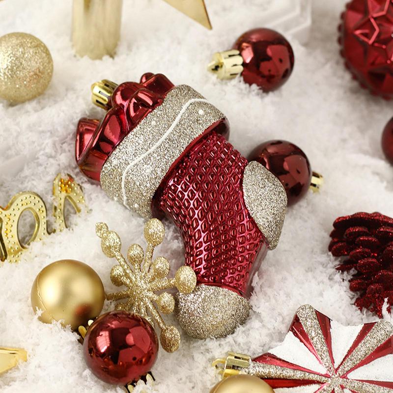 Shatterproof Christmas Ornaments 70X Stars Balls Stockings Snowflakes Christmas Decorations For Tree Classic Christmas Decor
