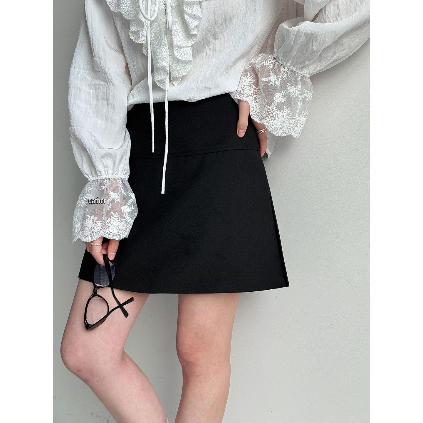 

Deer West High Waist Two-Piece A-Line Slit Skirt Pants for Women - Slimming Spring Suit 99013 Large