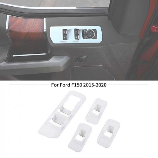 4xWhite Door Window Switches Control Panel Covers Trim Set for 2015-20 Ford F150