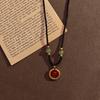 Imitation Agate Safety Buckle Pendant Necklace, Guochao Ancient Style Light Luxury High-End Sense Beaded Woven Necklace