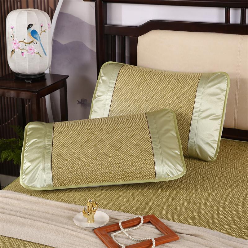 Washable Ice Silk Cool Pillowcase 48x74cm - Breathable, Sweat-Absorbent Summer Rattan Mat for Students