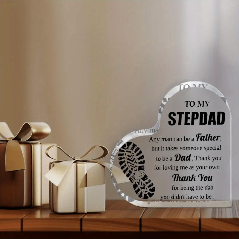 2D Flat Acrylic Clear Stepfather Gift Desk Decor Plaque, Footprint Design, Suitable for Wall Decoration, Porch, Room, Villa, Accents Home, Hallway, or