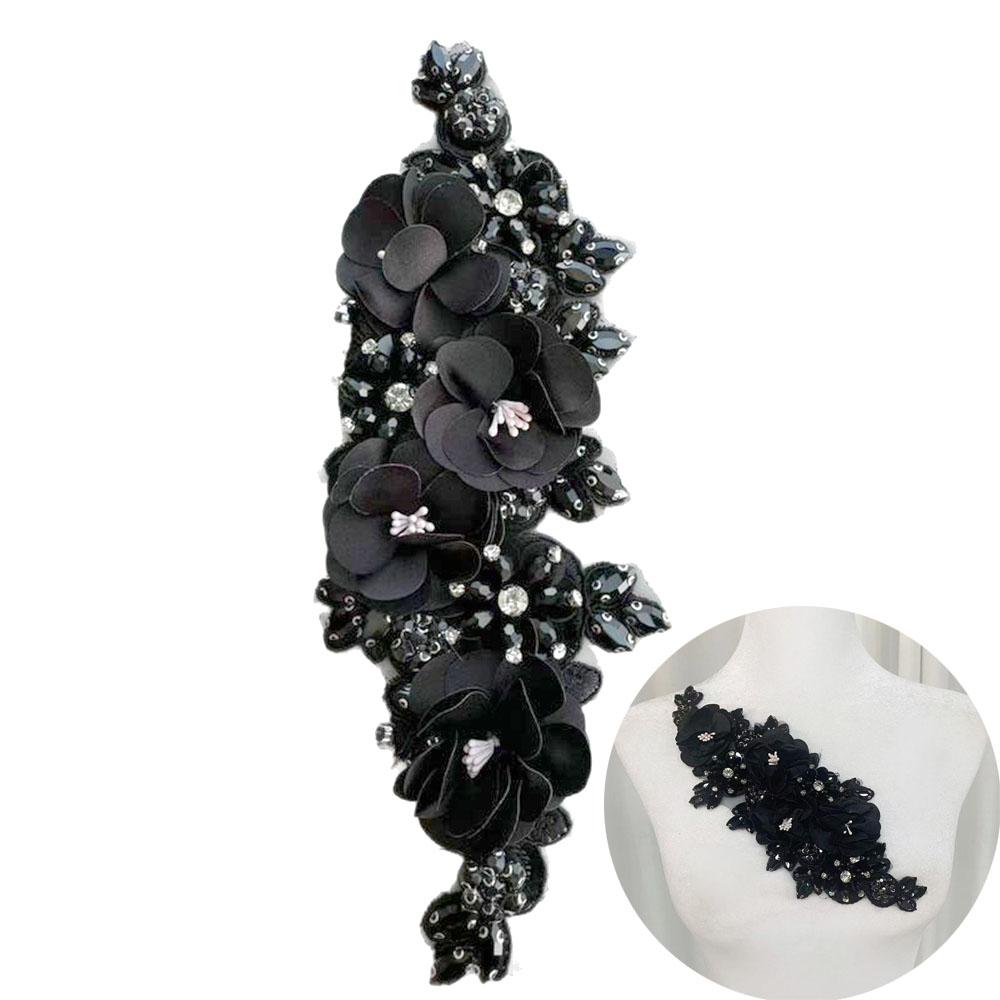 Patchs Fleurs Strassés Diamant Cristal Mode Applique Tissu Pour Robe Femme Embellissement Taille Décoration Accessoires Couture