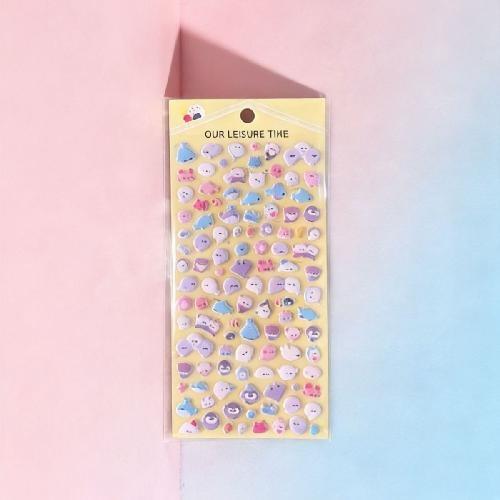 1Pc Cute Cartoon Ghost Family 3D Relief Stickers Fun Jelly Transparent Decoration for Phone Cases Children's DIY Crystal Sticker