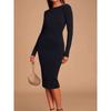 Export Single Lu Family New Arrival Banquet Noble Elegant Graceful Socialite Slim Fit Slim Looking Sexy Backless Long Sleeves Dress