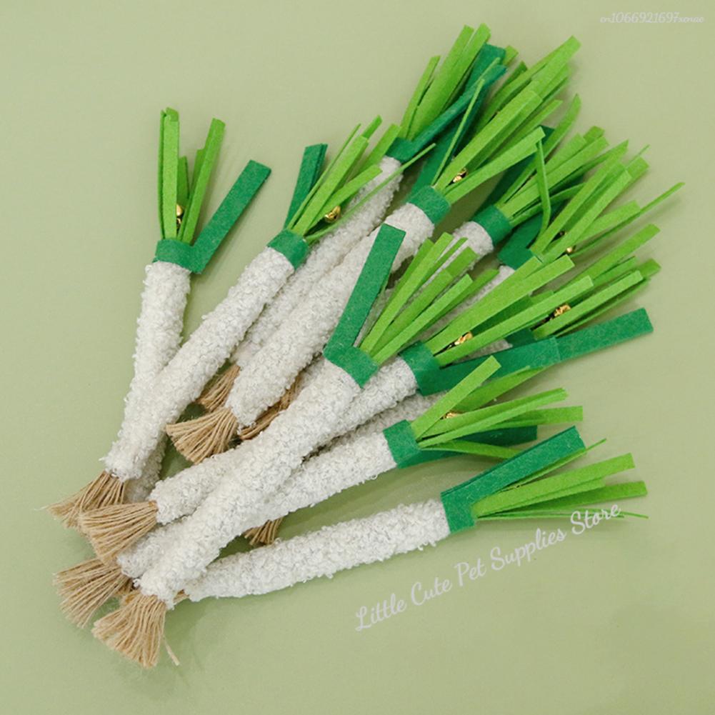 Cat Teaser Training Toy Kitty Teething Toy Scallion-shaped Cat Chew Toy for Teething Relief Training Soft Felt Pet for Kitty