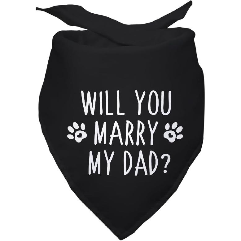 Will You Marry My Dad Engagement Announcement Black Dog Bandana Wedding Photo Prop Pet Accessories for Dog Lover
