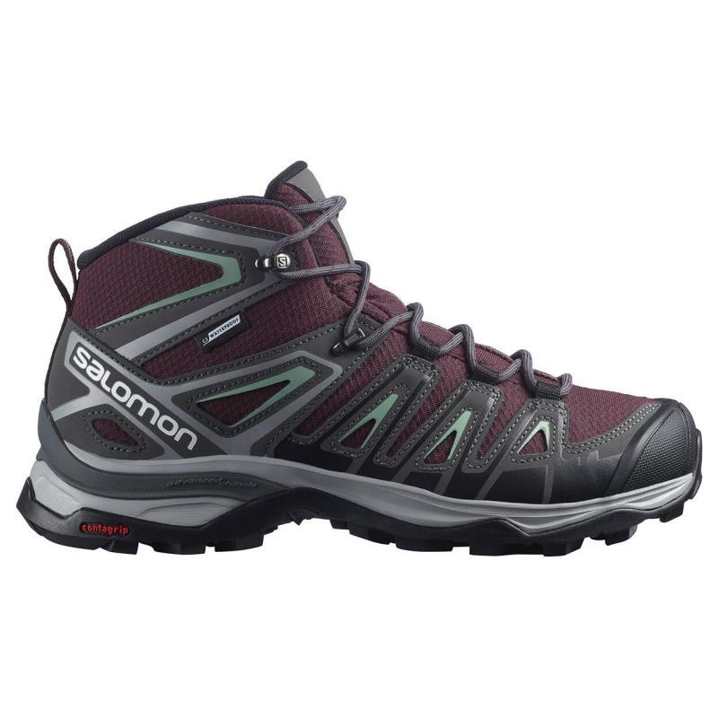 SALOMON Women's X Ultra Pioneer Mid CSWP 'Wine Tasting Granite Green' Sneakers 471706