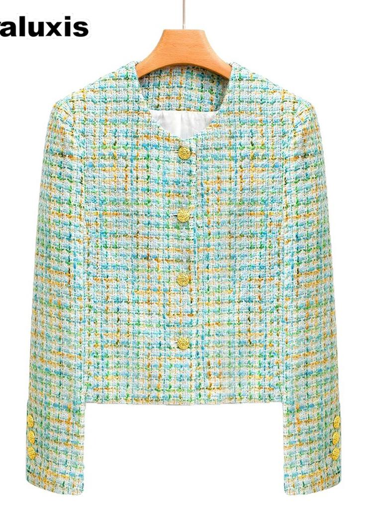 Women's New Autumn Short Jacket, Petite Elegant Oversized Tweed Cardigan Top