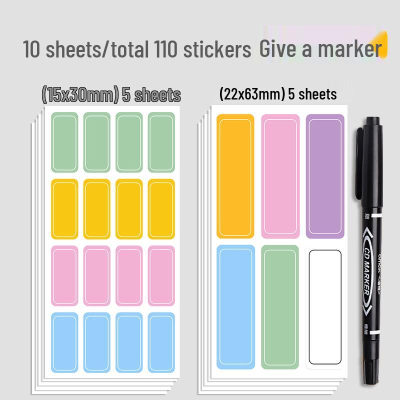 Waterproof Self-Adhesive Color Label Stickers: Cute Handwritten Memo Pads for Storage Classification, Small Size