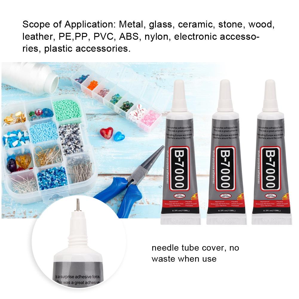 3pcs 15ml B 7000 Glue Transparent Needle Tube Jewelry DIY Repairing Glue