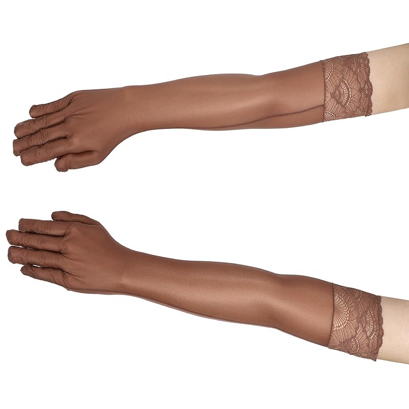 

[Black Omen] long gloves long gloves cosplay 8 colors in total Lace (6705-brown, free size) bs513-f-6705-br