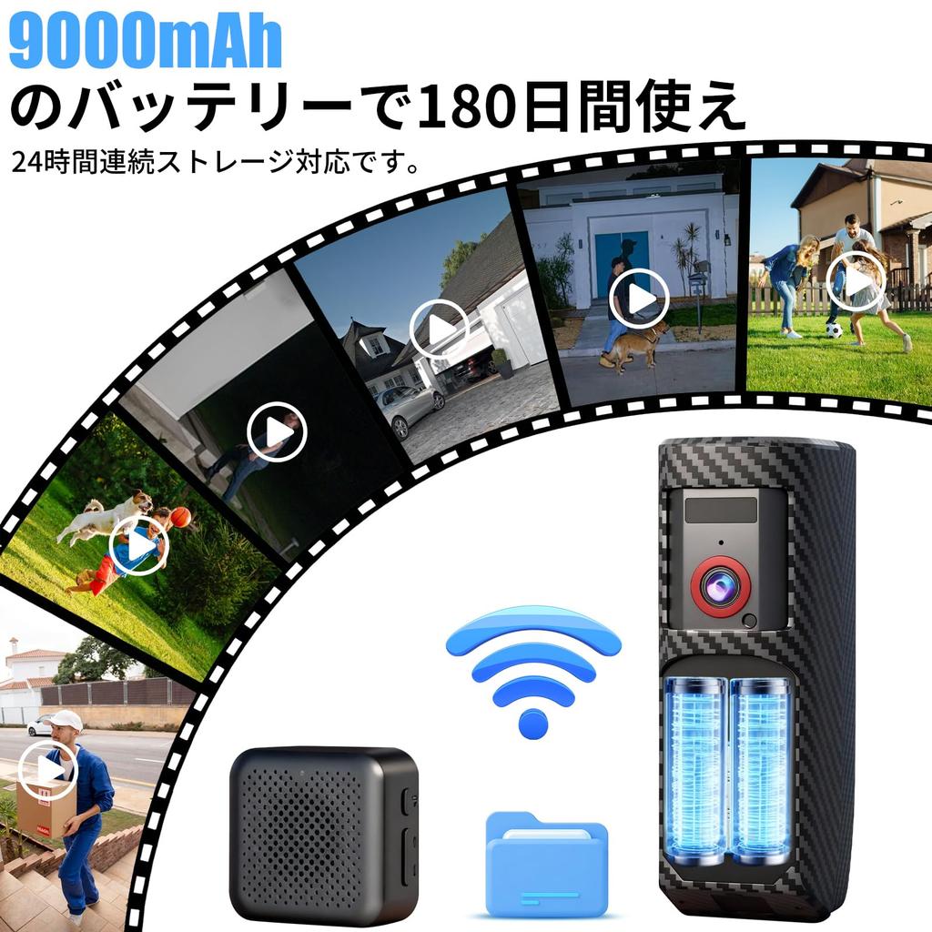 OBEST Wireless Intercom with Eye Video 1080P Night Recording Smartphone Remote Family IP65 USB 9000mAh Night Ideal for Apartments and and Bear
