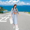 Large size women's short t-shirt skirt summer Korean pure cotton loose long knee dress casual belly cover dress
