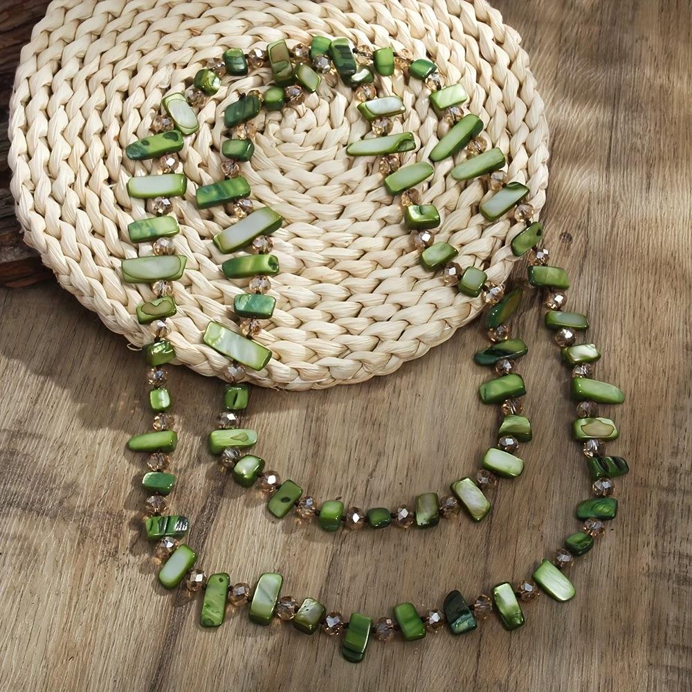 Long Beaded Shell Necklace Clothes Crystal Color Multi-Layer Accessories Holiday Necklace