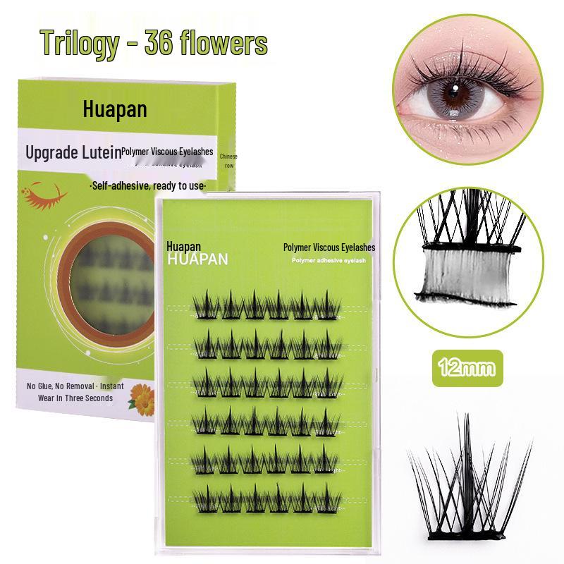 

Enhanced 3D Polymer Self-Adhesive False Eyelashes - No Glue Needed for Natural Single Cluster Application Standard