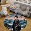 Rustic Round Sun Multicolor Rug Pad, Non-Slip Floor Mat for Dining Room