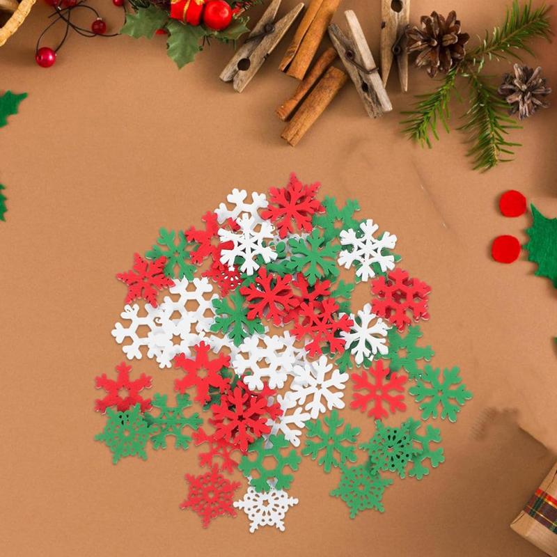 50pcs Snowflake Wood Slices Ornaments Christmas Cutouts Button Tags for Xmas Tree Hanging Painting DIY Crafts Gift Bags Decor