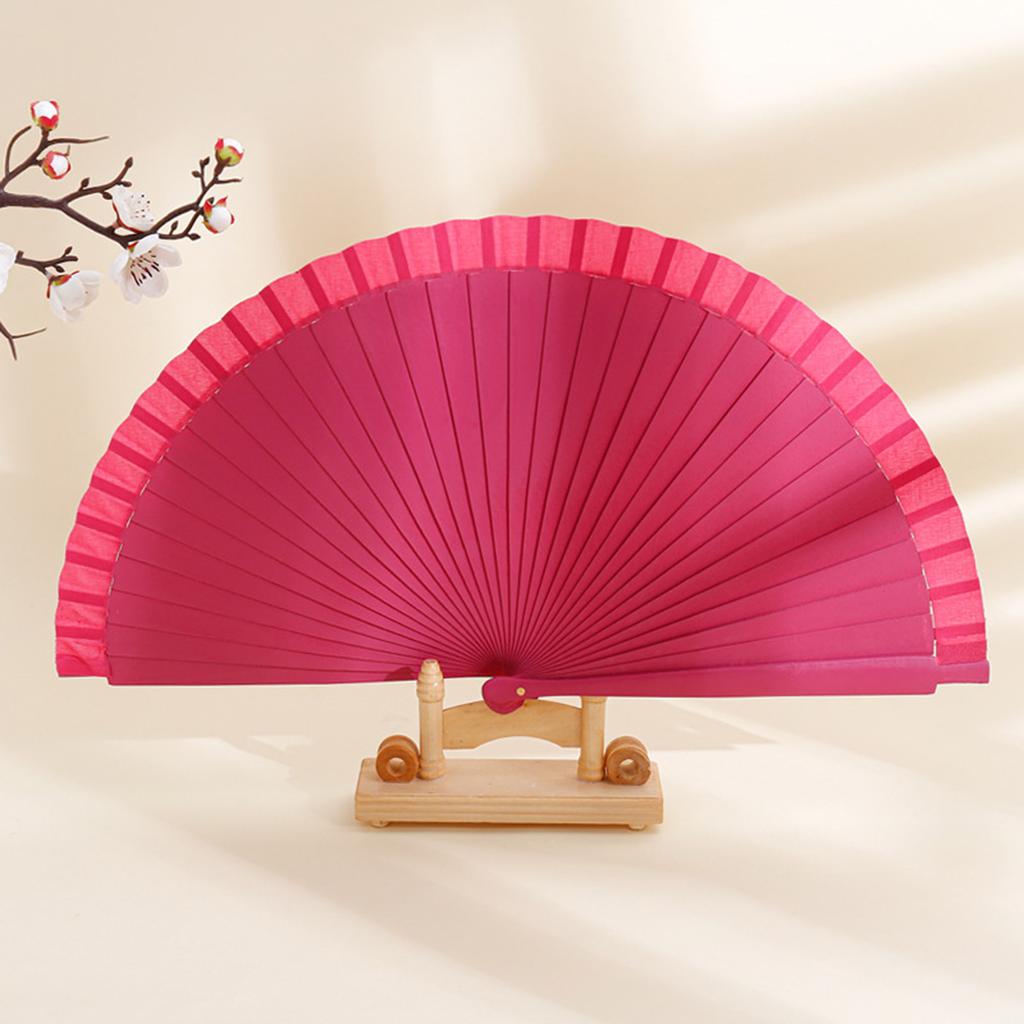 Elegant Fan Fashionable Classical Vintage Wooden Hand Fan Spanish Solid Color Folding Fan for Weddings and Dance Parties