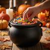 22cm Halloween Candy Bucket with Witch Cauldron Design and Handle Decorative Plastic Basket Suitable for Party Gifts and Holiday Decorations
